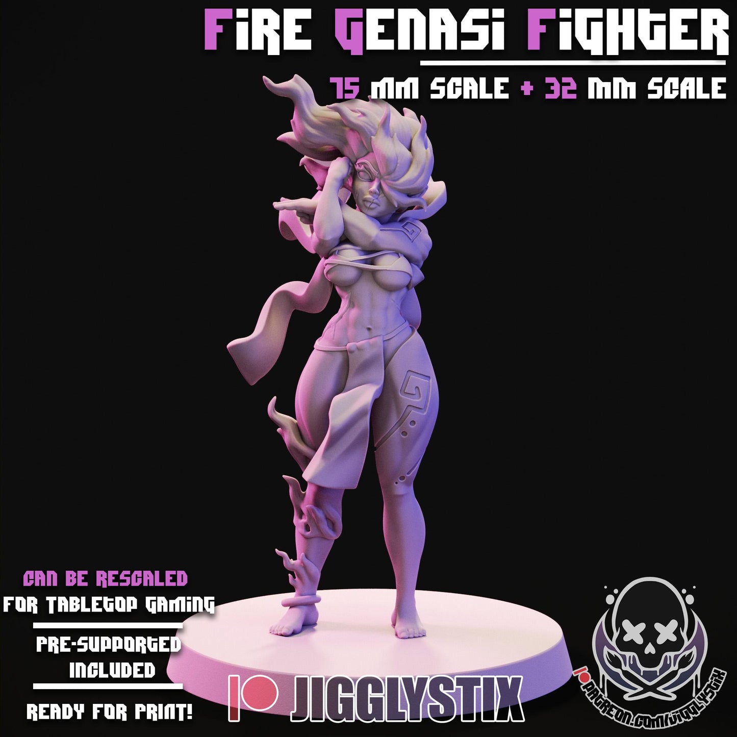 Fire Genasi Fighter Miniature | Jigglystix