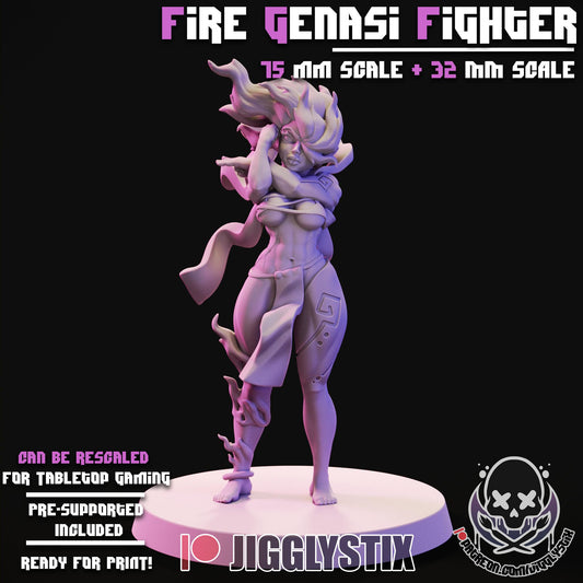 Fire Genasi Fighter Miniature | Jigglystix