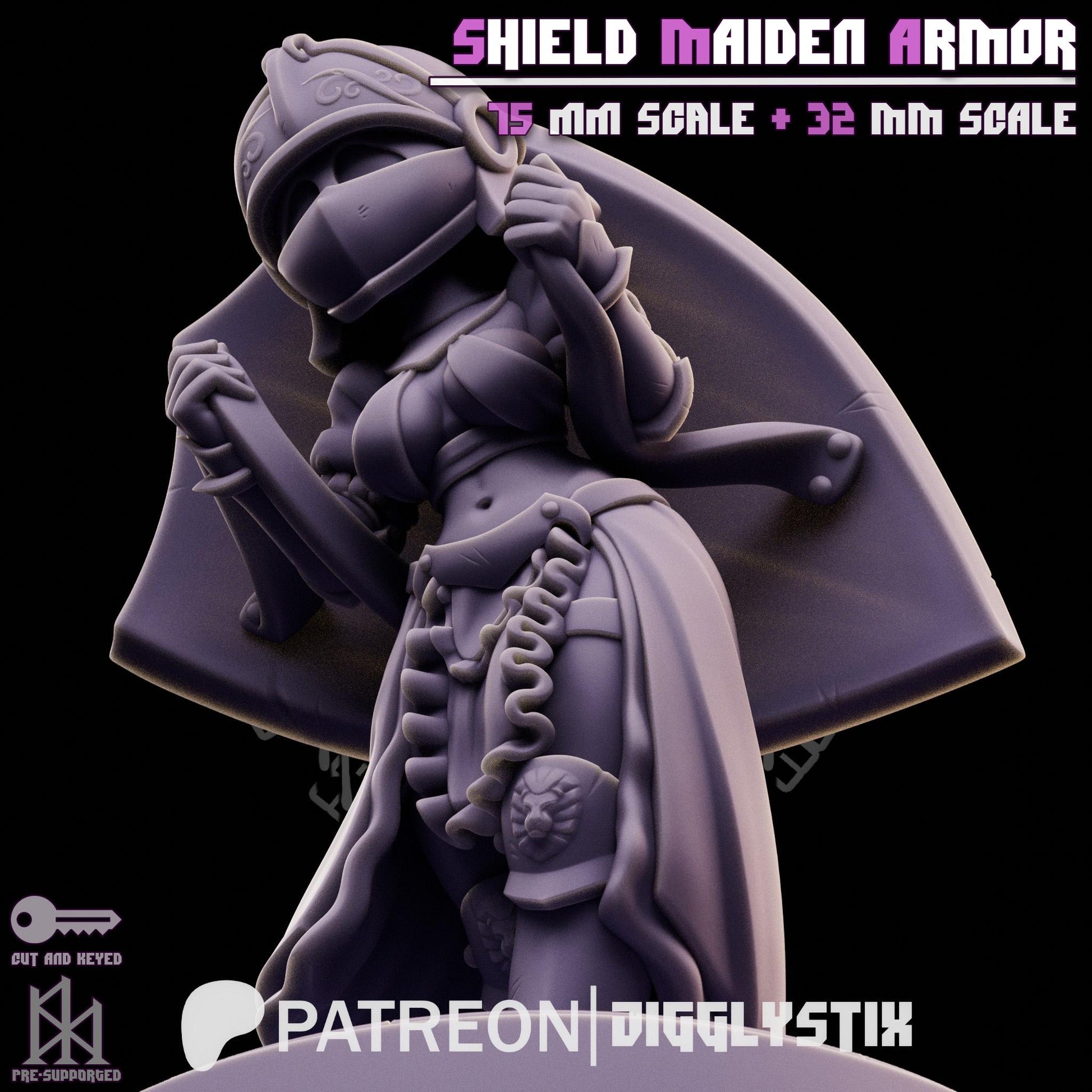 Shield Maiden Soldier Miniature | Jigglystix