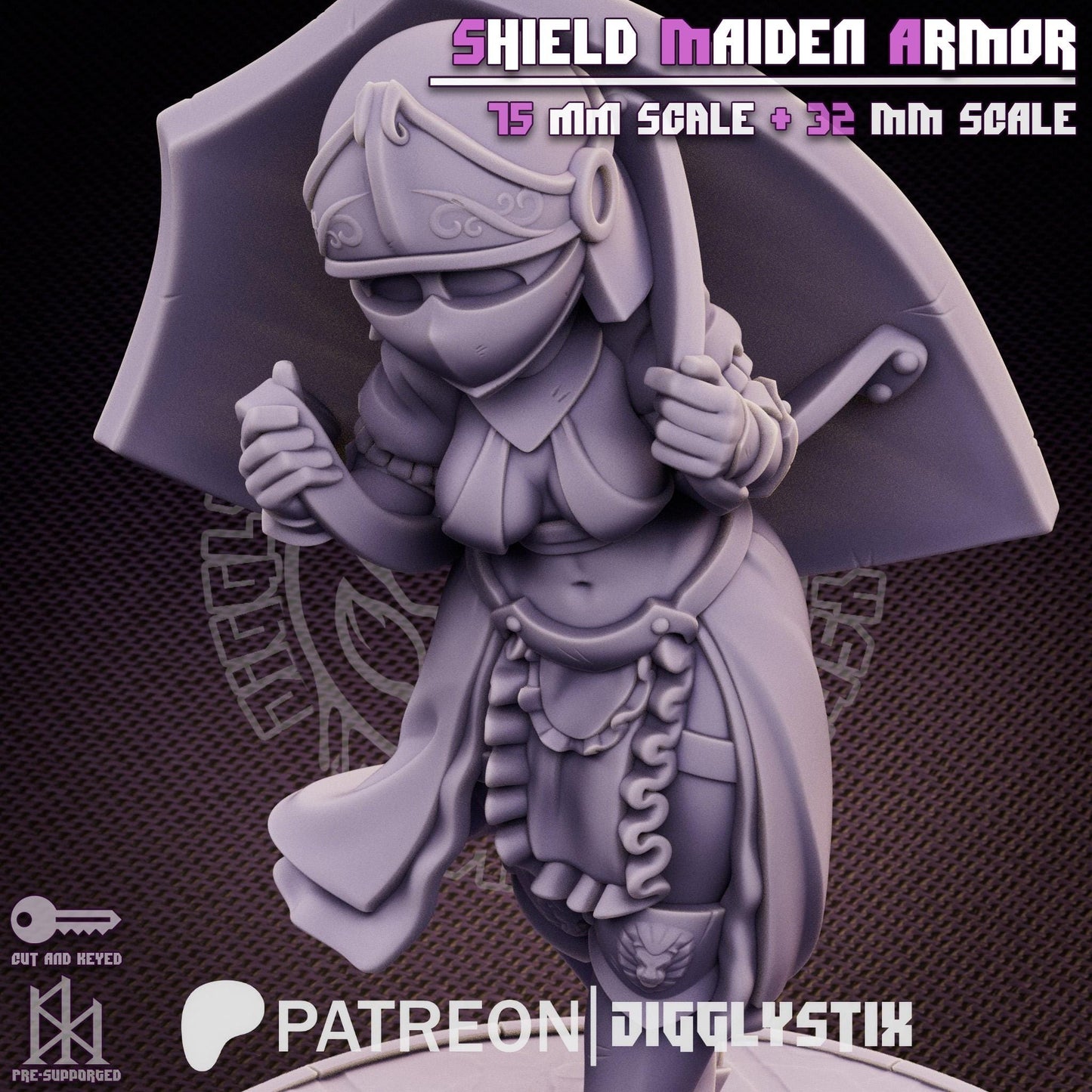 Shield Maiden Soldier Miniature | Jigglystix
