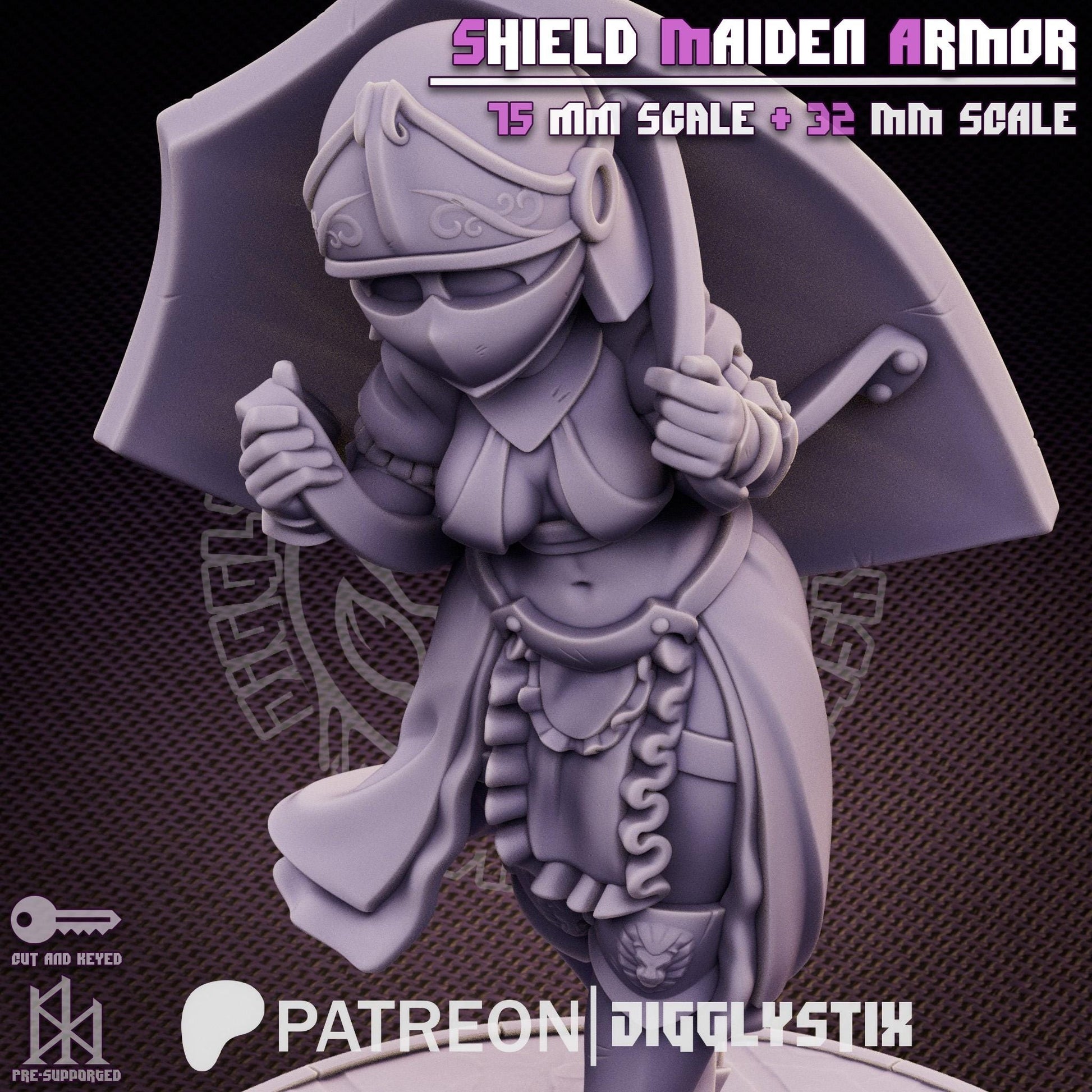 Shield Maiden Soldier Miniature | Jigglystix
