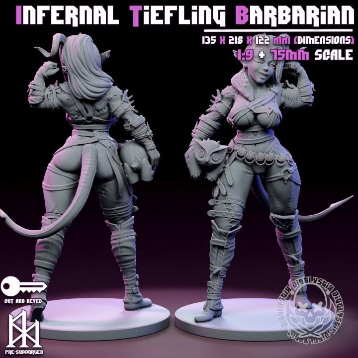 Infernal Tiefling Barbarian Miniature | Jigglystix