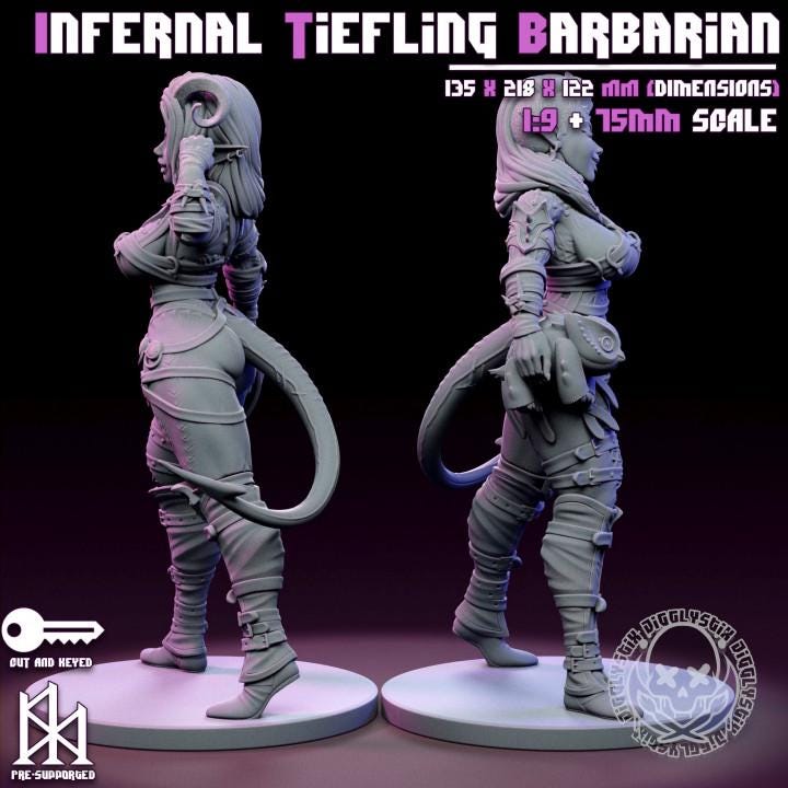 Infernal Tiefling Barbarian Miniature | Jigglystix