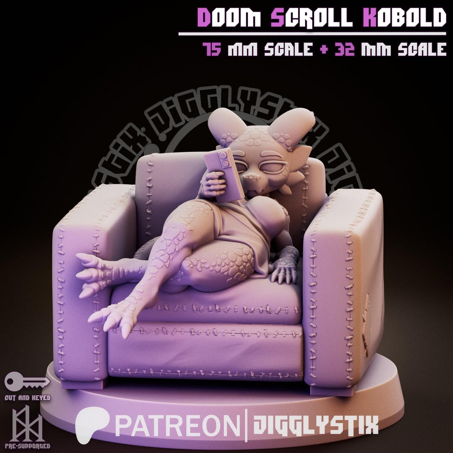 Doom Scroll Kobold Miniature | Jigglystix