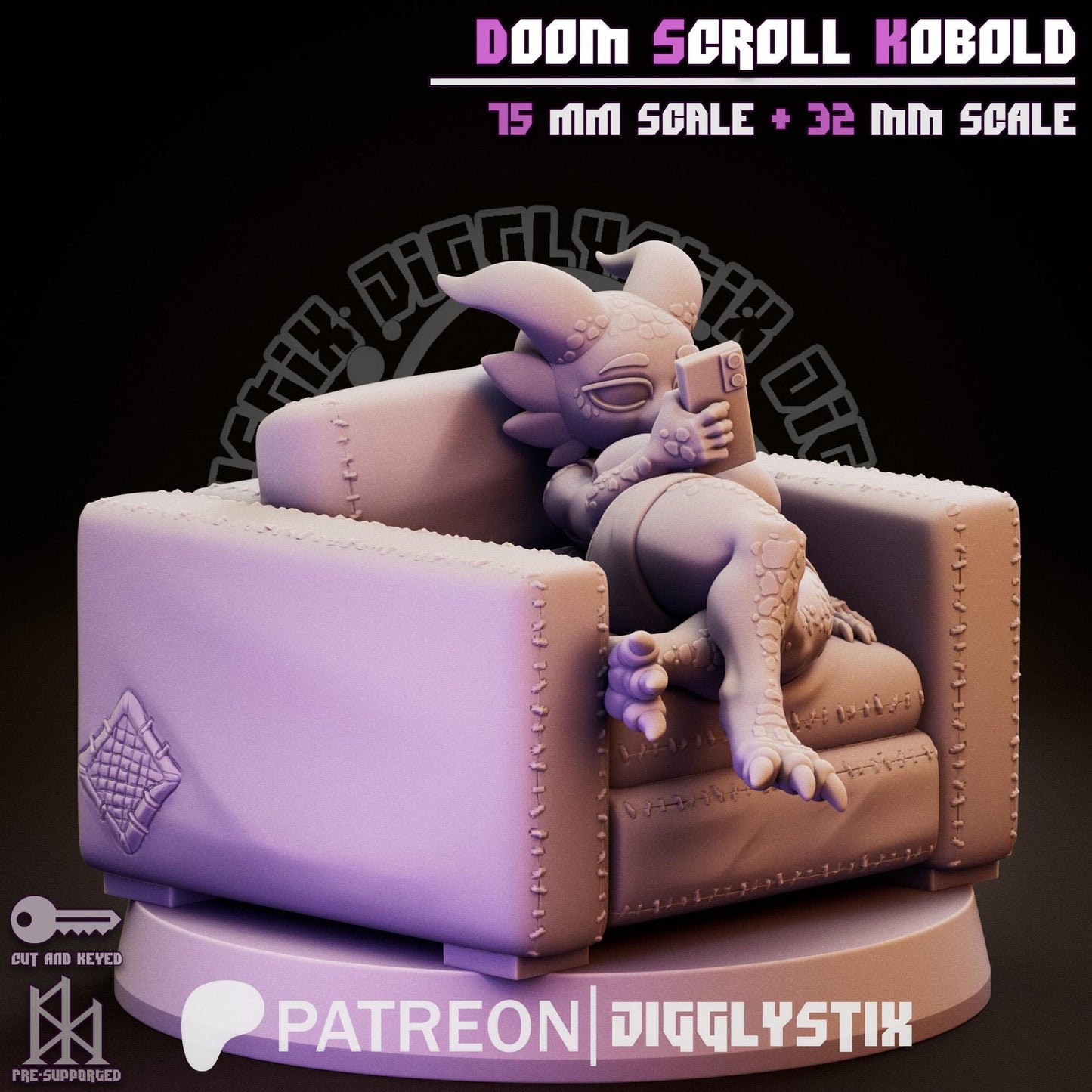 Doom Scroll Kobold Miniature | Jigglystix