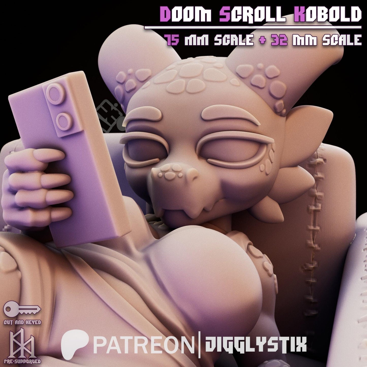 Doom Scroll Kobold Miniature | Jigglystix
