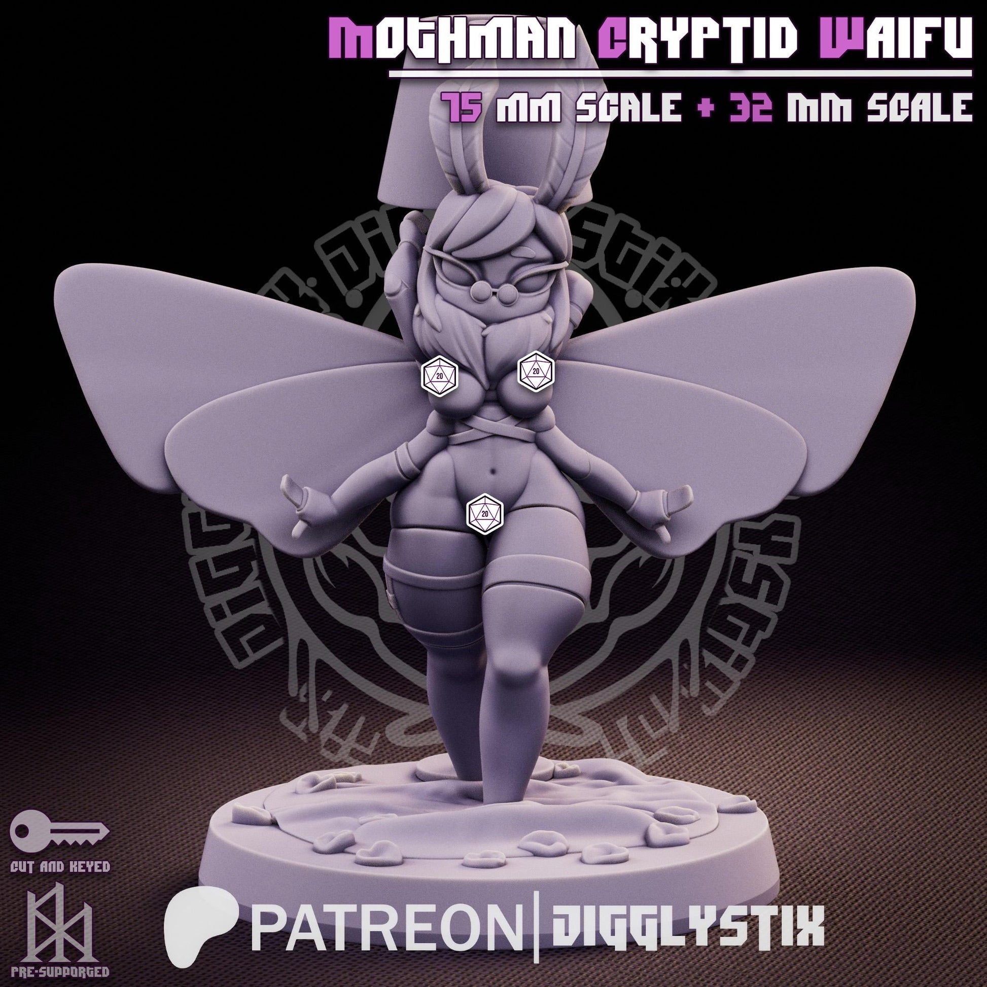 Mothman Cryptid Waifu Miniature | Jigglystix