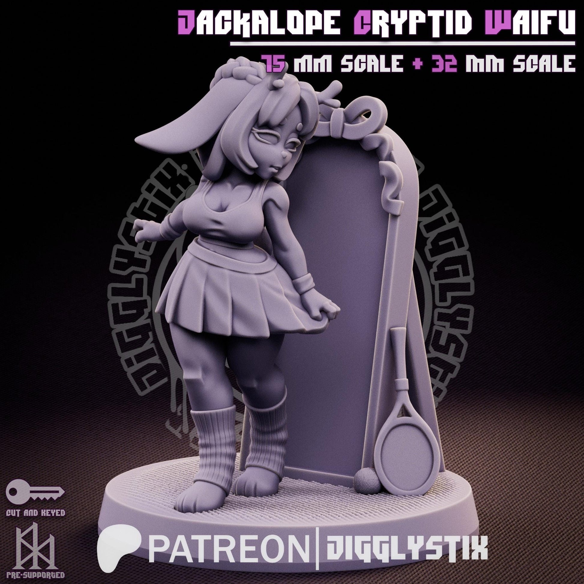Jackalope Cryptid Waifu Miniature | Jigglystix