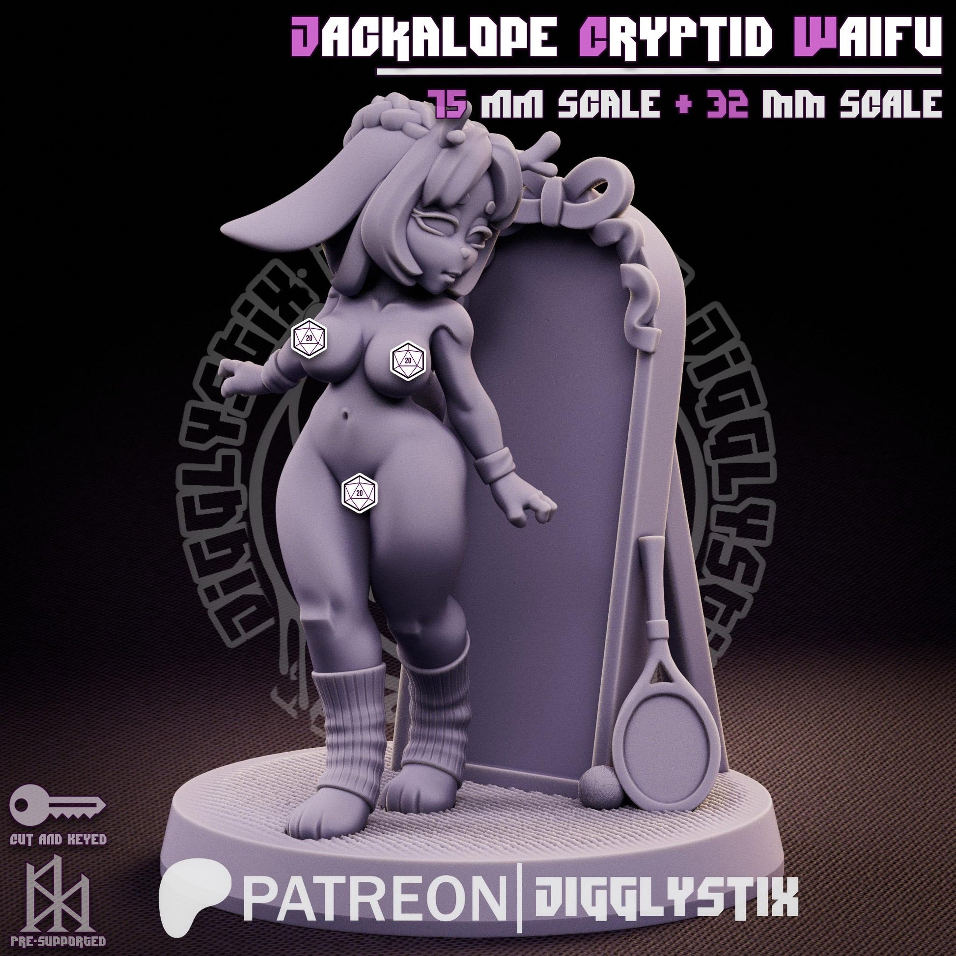 Jackalope Cryptid Waifu Miniature | Jigglystix