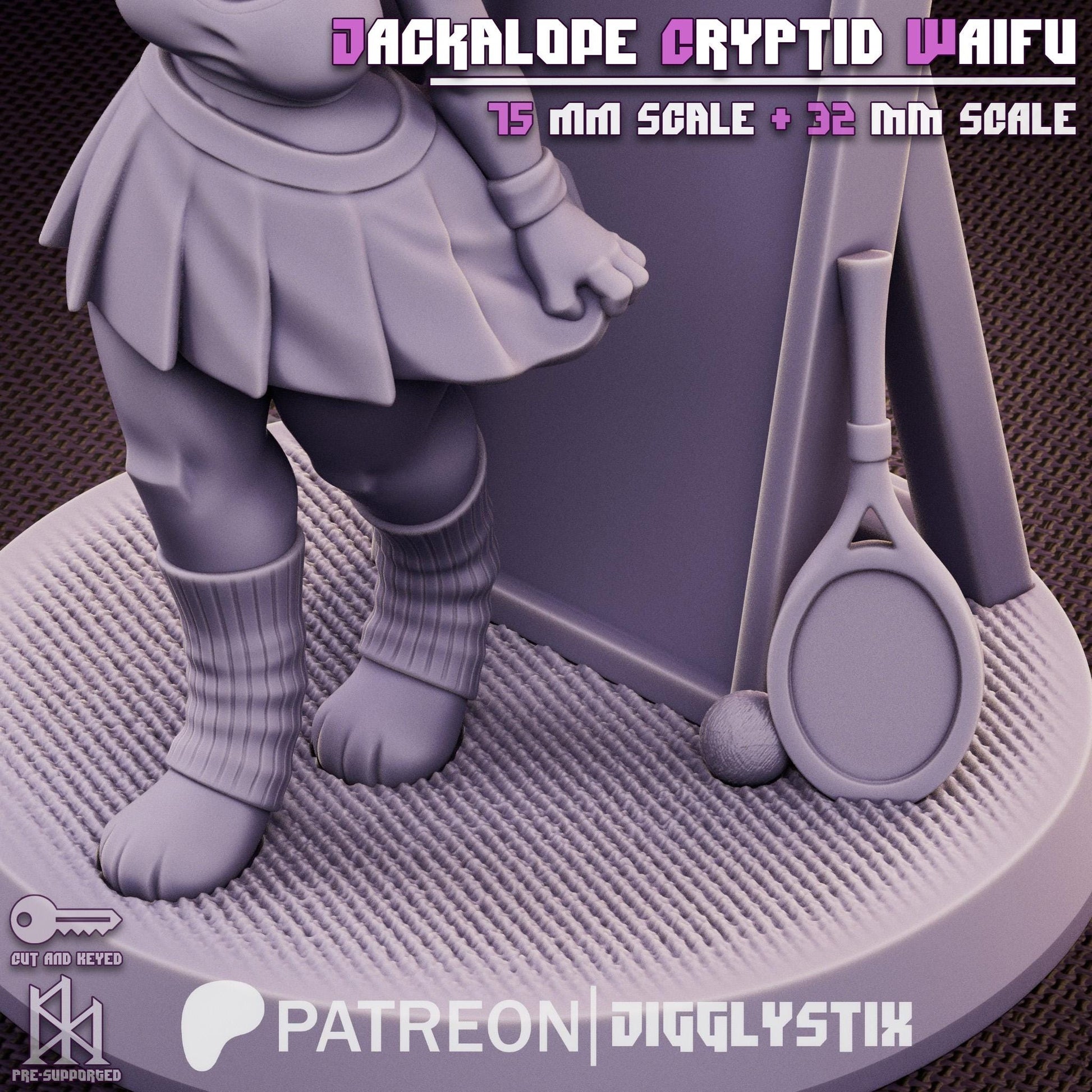 Jackalope Cryptid Waifu Miniature | Jigglystix