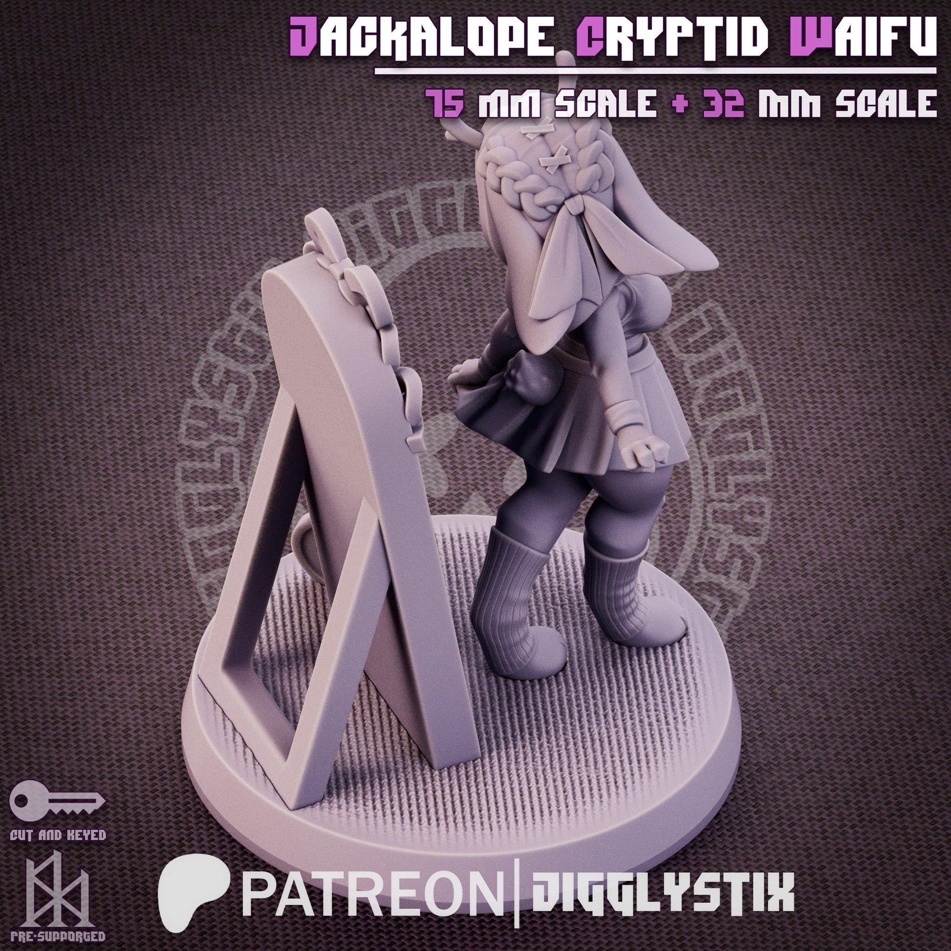 Jackalope Cryptid Waifu Miniature | Jigglystix