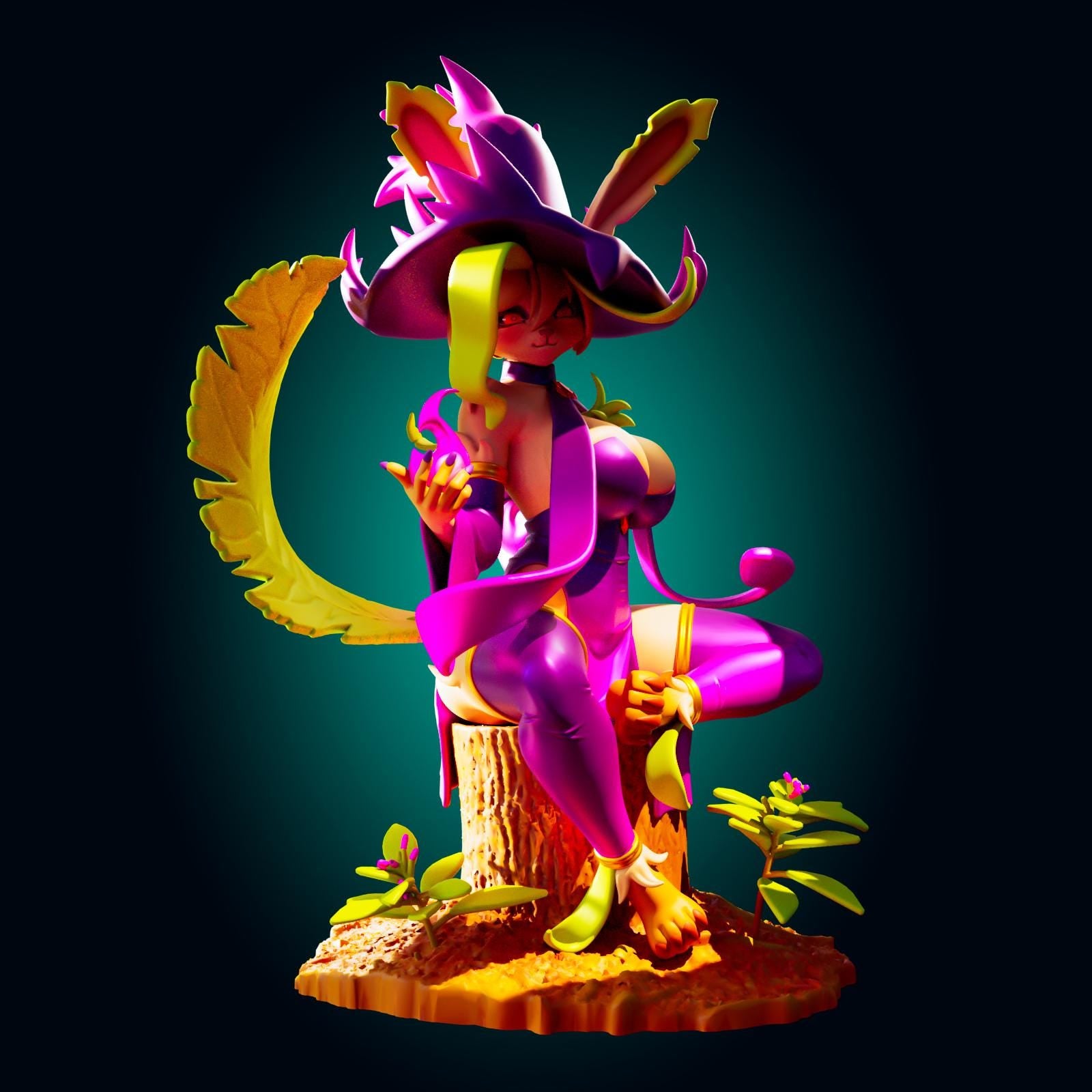Leaf Fox Girl Model Kit | 3D Resin Printed Figurine | Officer Rhu