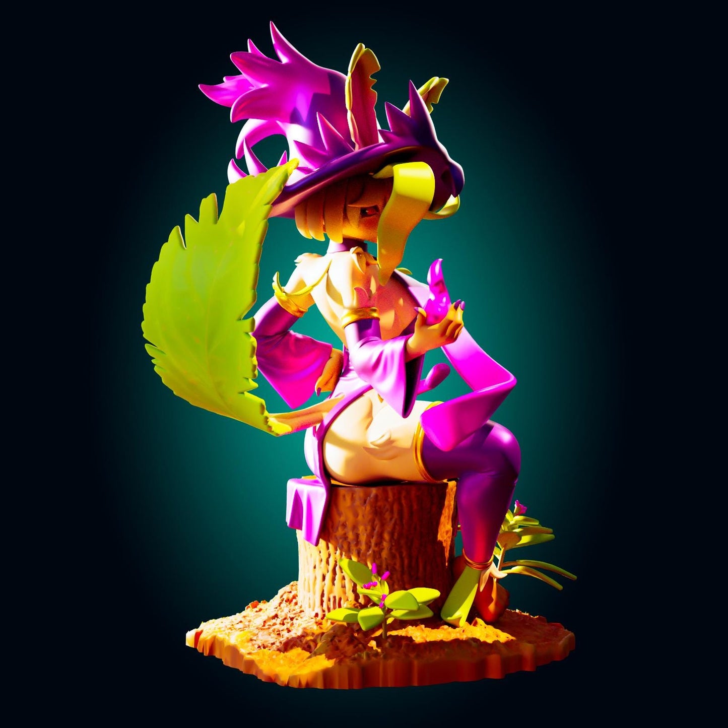 Leaf Fox Girl Model Kit | 3D Resin Printed Figurine | Officer Rhu