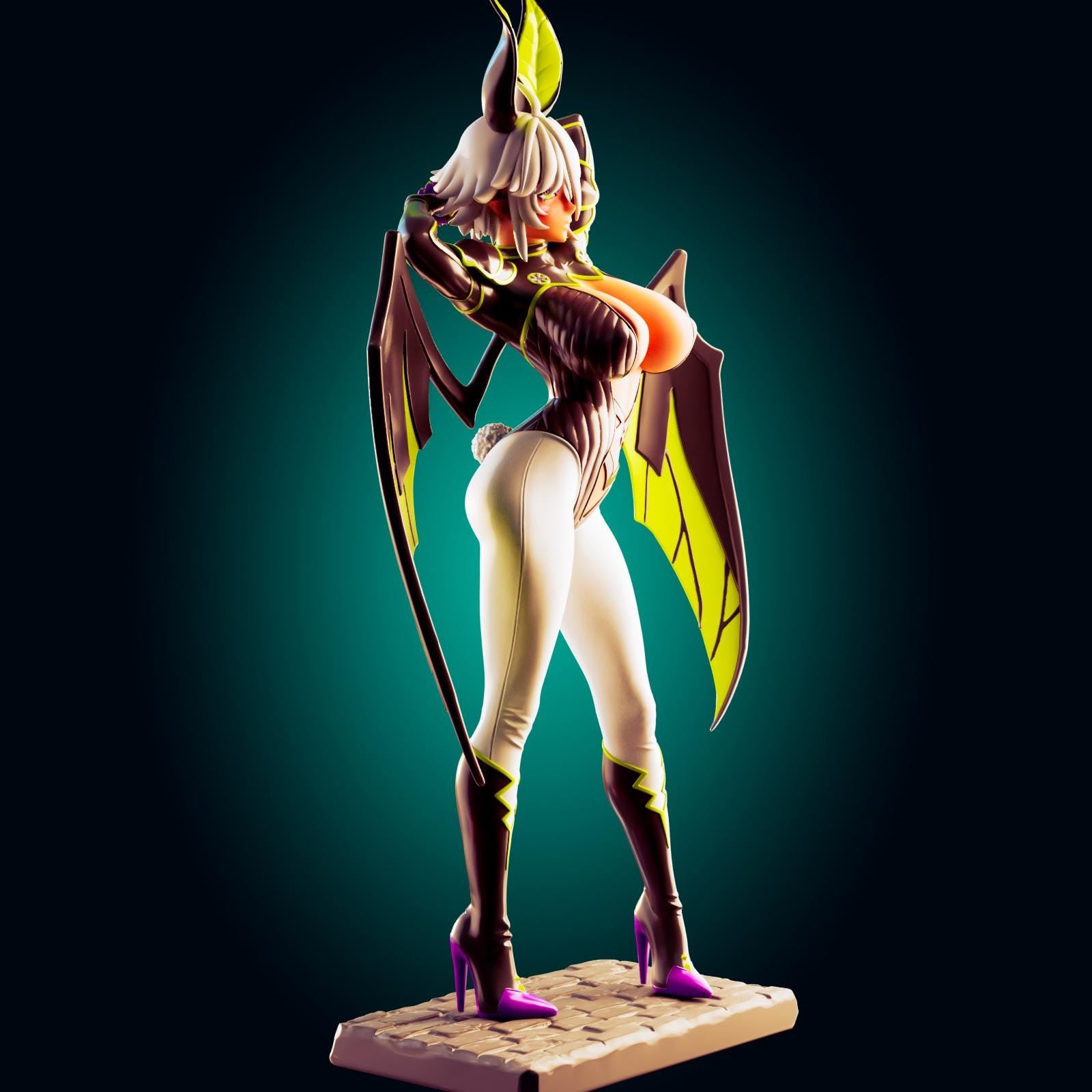 Demon Bat Girl Pin Up Model Kit | 3D Resin Printed Figurine | Officer Rhu