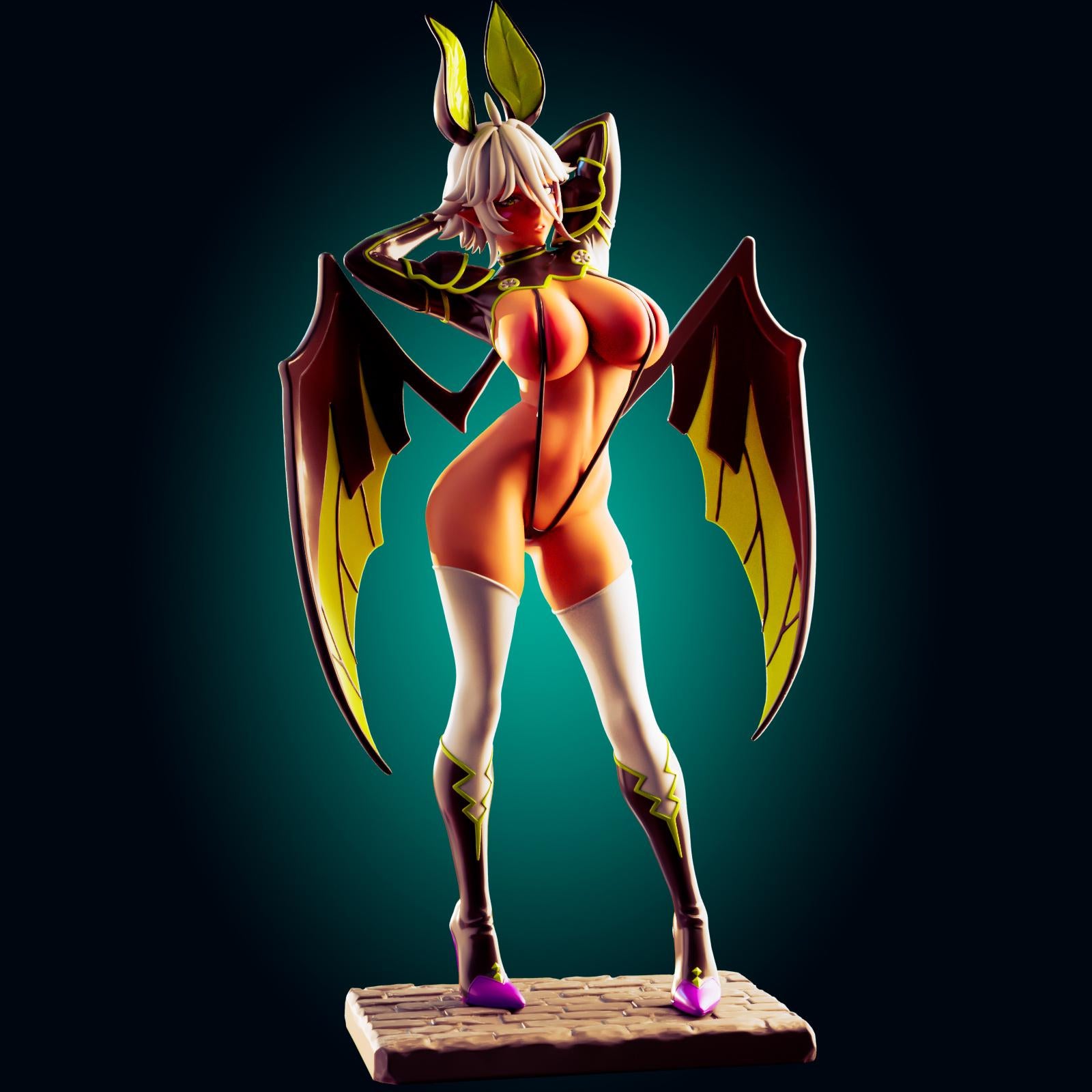 Demon Bat Girl Pin Up Model Kit | 3D Resin Printed Figurine | Officer Rhu