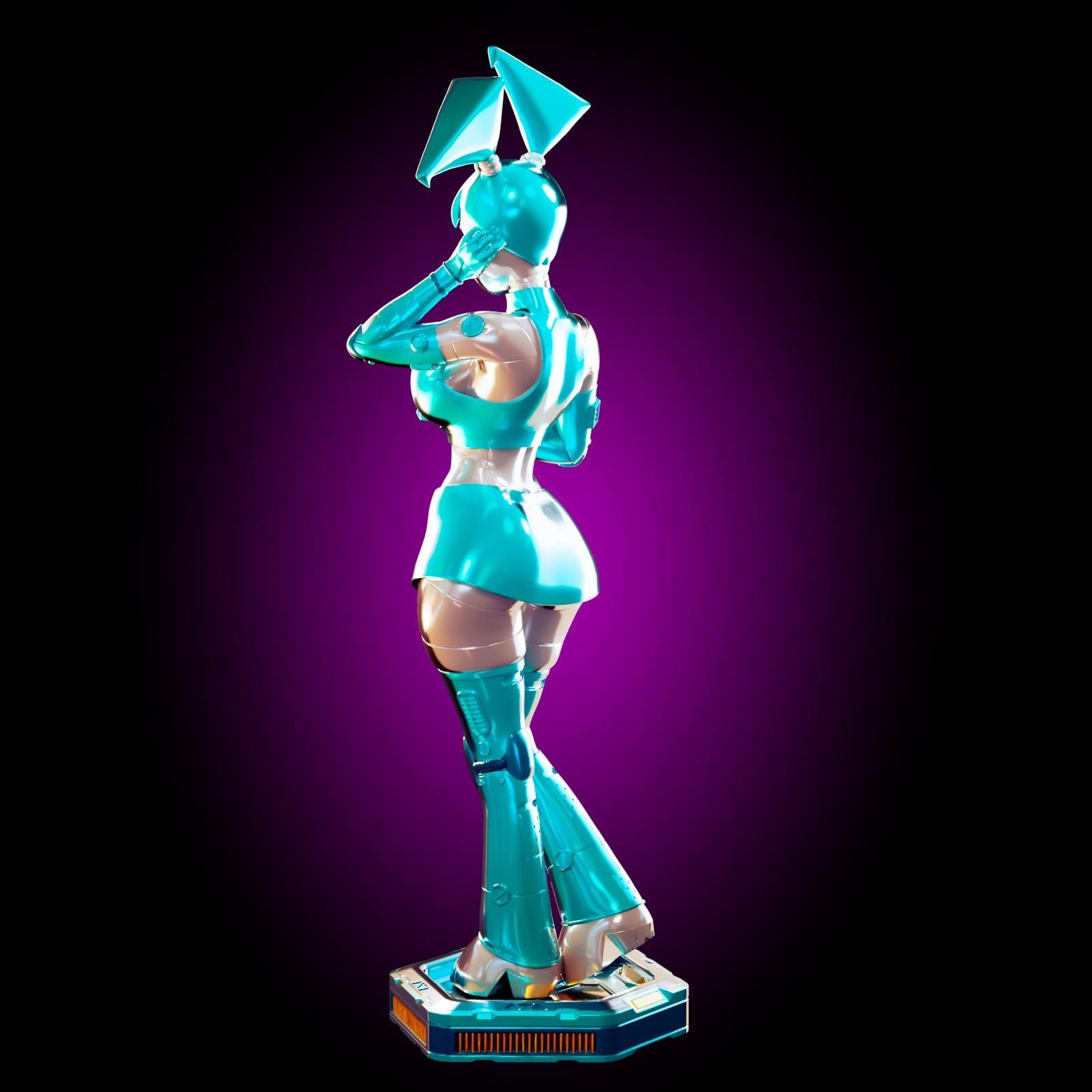 Robot Girl Pin Up Model Kit | 3D Resin Printed Figurine | Officer Rhu