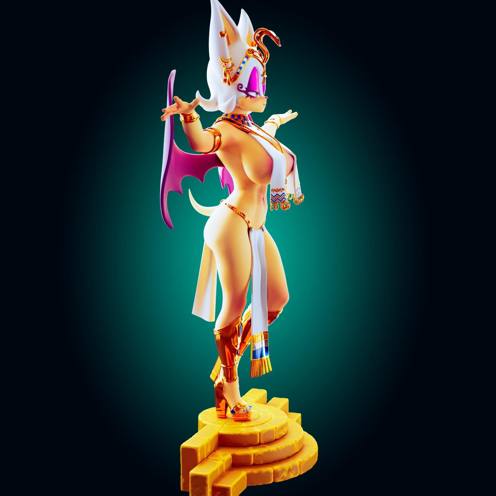Egyptian Bat Girl Pin Up Model Kit | 3D Resin Printed Figurine | Officer Rhu