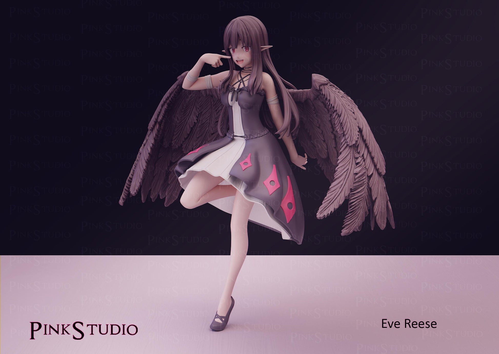 Demon Girl Model Kit | 3D Resin Printed Figurine | Pink Studio