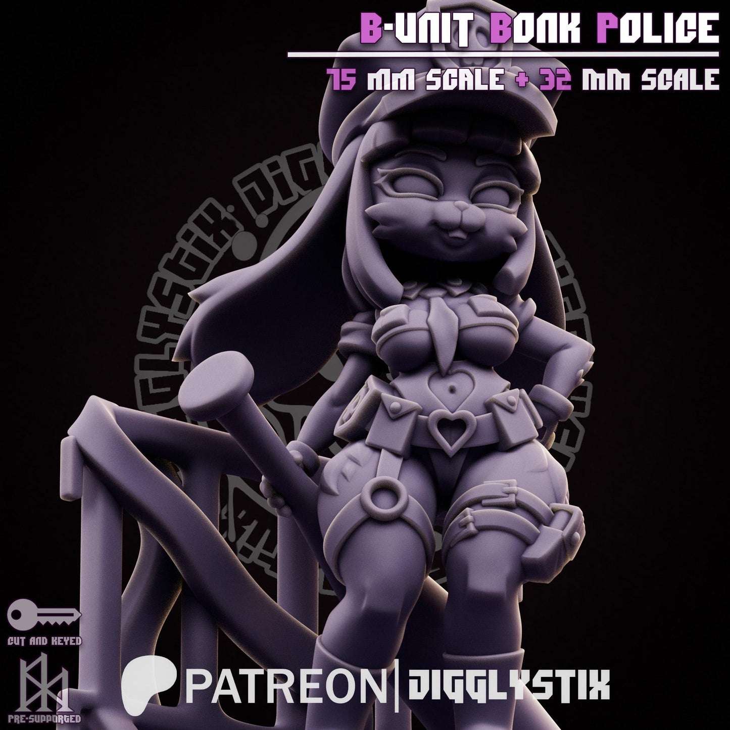 Bunny Cop Miniature | Jigglystix