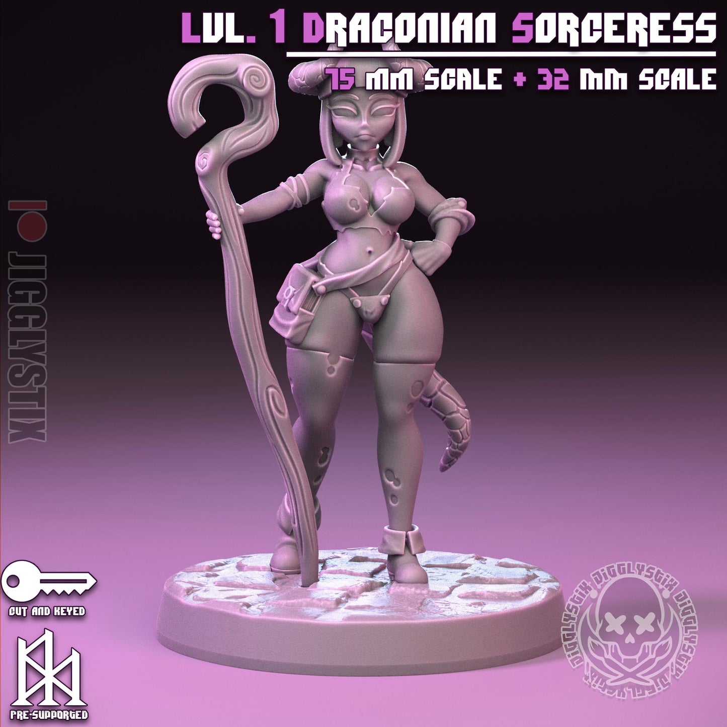 Lvl. 1 Draconian Sorceress Miniature | Jigglystix