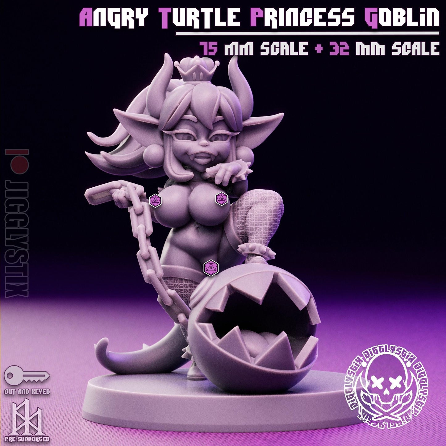 Angry Turtle Princess Goblin Miniature | Jigglystix