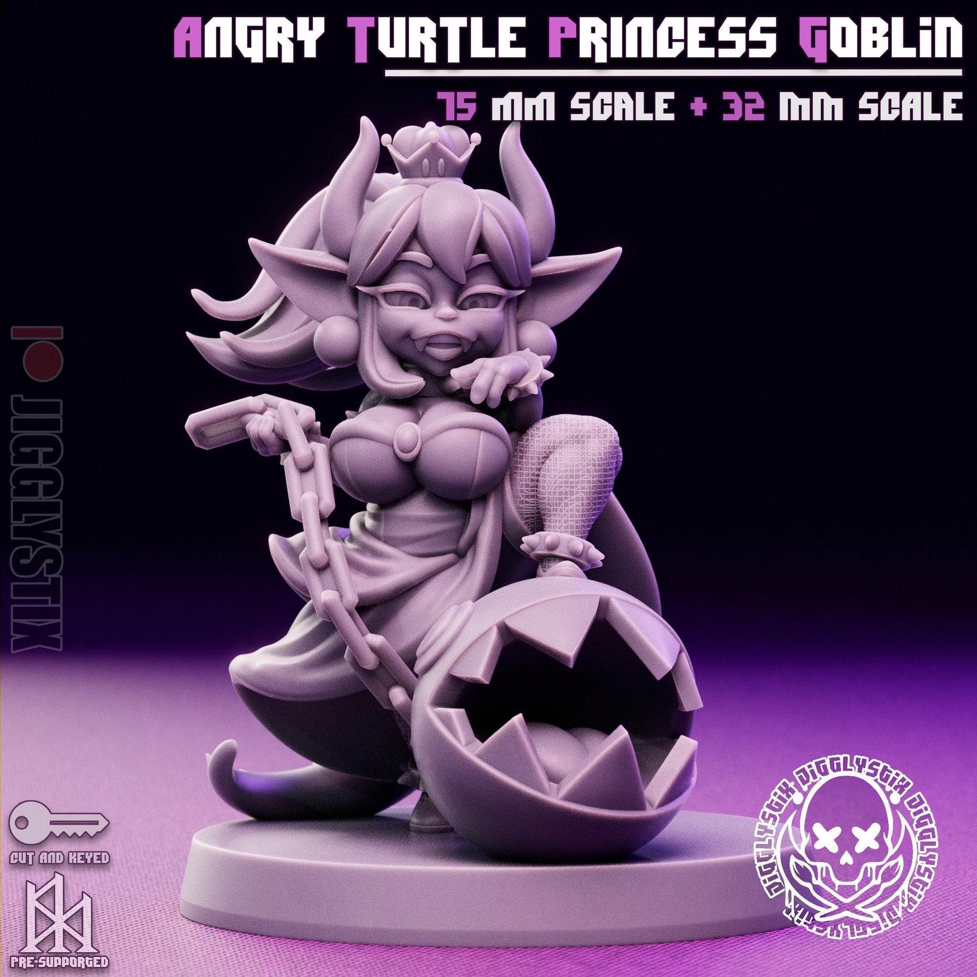 Angry Turtle Princess Goblin Miniature | Jigglystix