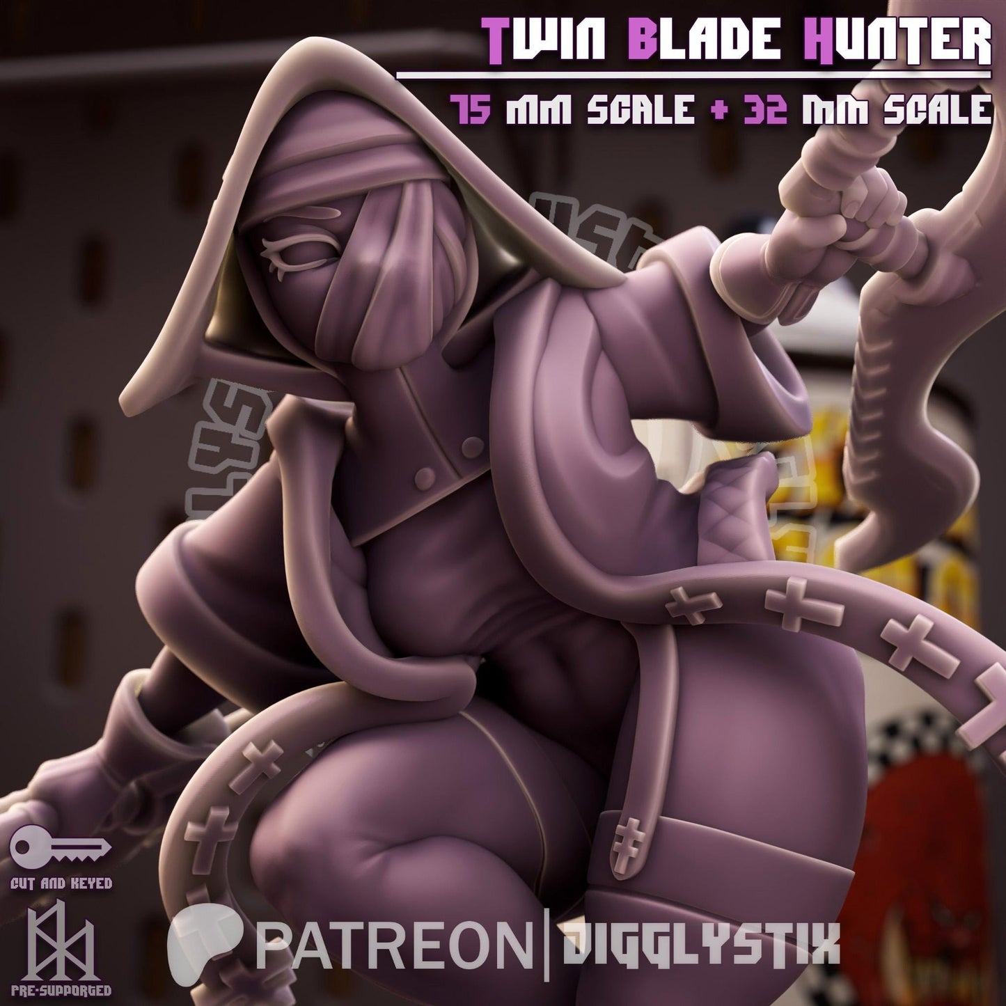 Twin Blade Vampire Hunter Miniature | Jigglystix