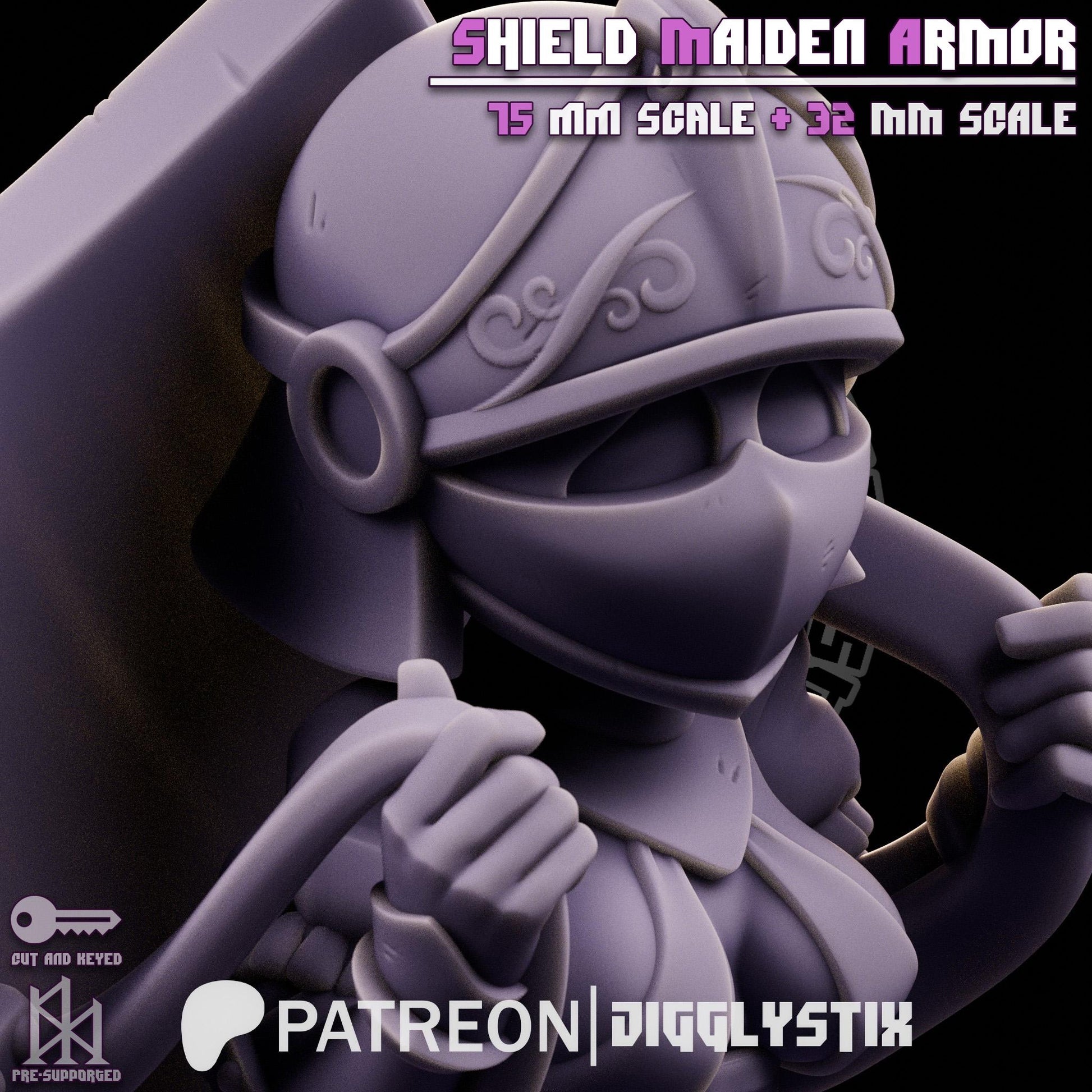 Shield Maiden Soldier Miniature | Jigglystix