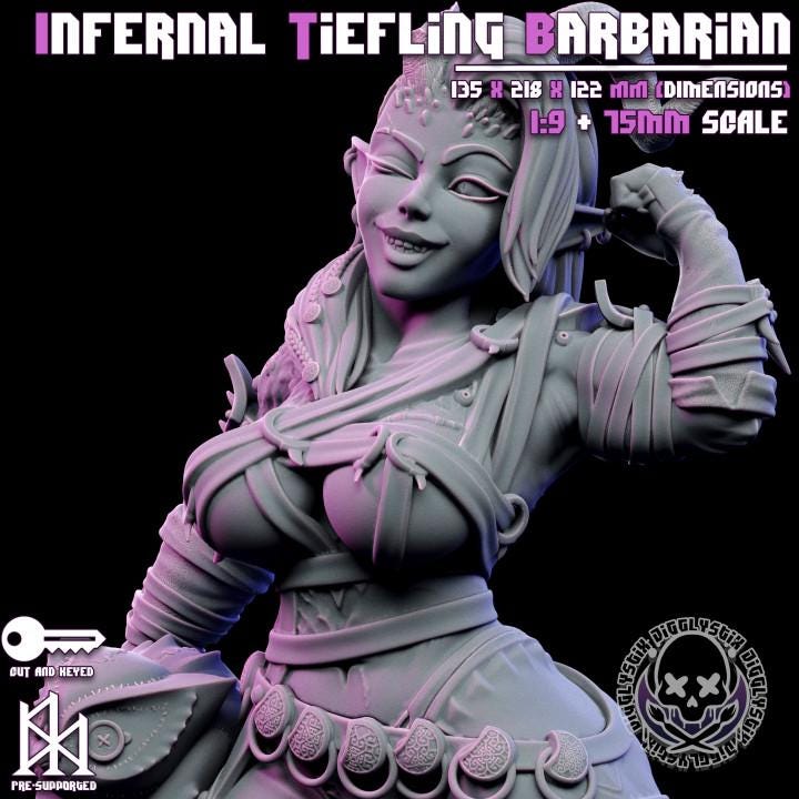 Infernal Tiefling Barbarian Miniature | Jigglystix
