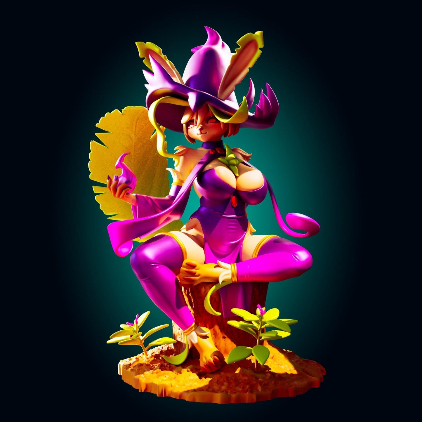 Leaf Fox Girl Model Kit | 3D Resin Printed Figurine | Officer Rhu