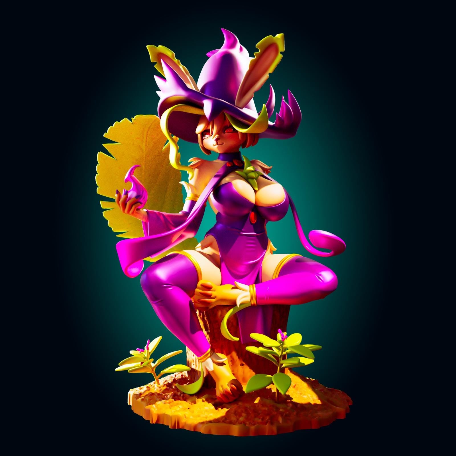 Leaf Fox Girl Model Kit | 3D Resin Printed Figurine | Officer Rhu