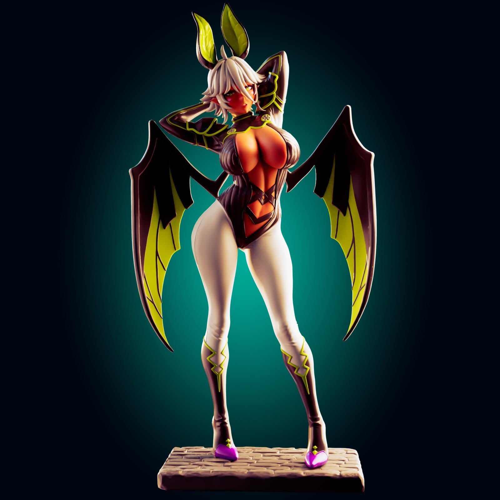 Demon Bat Girl Pin Up Model Kit | 3D Resin Printed Figurine | Officer Rhu