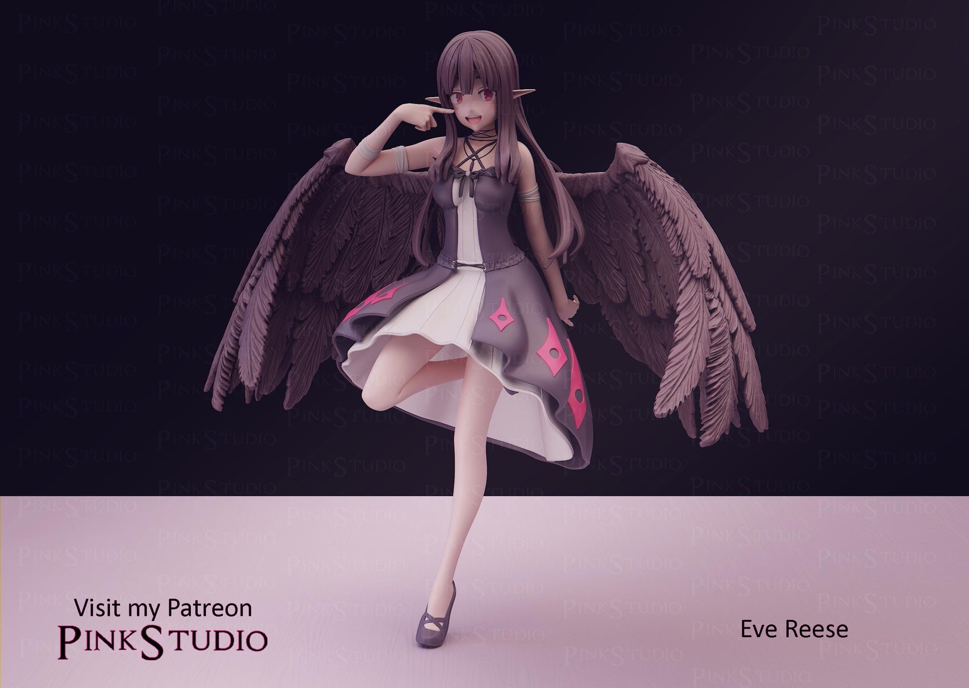 Demon Girl Model Kit | 3D Resin Printed Figurine | Pink Studio