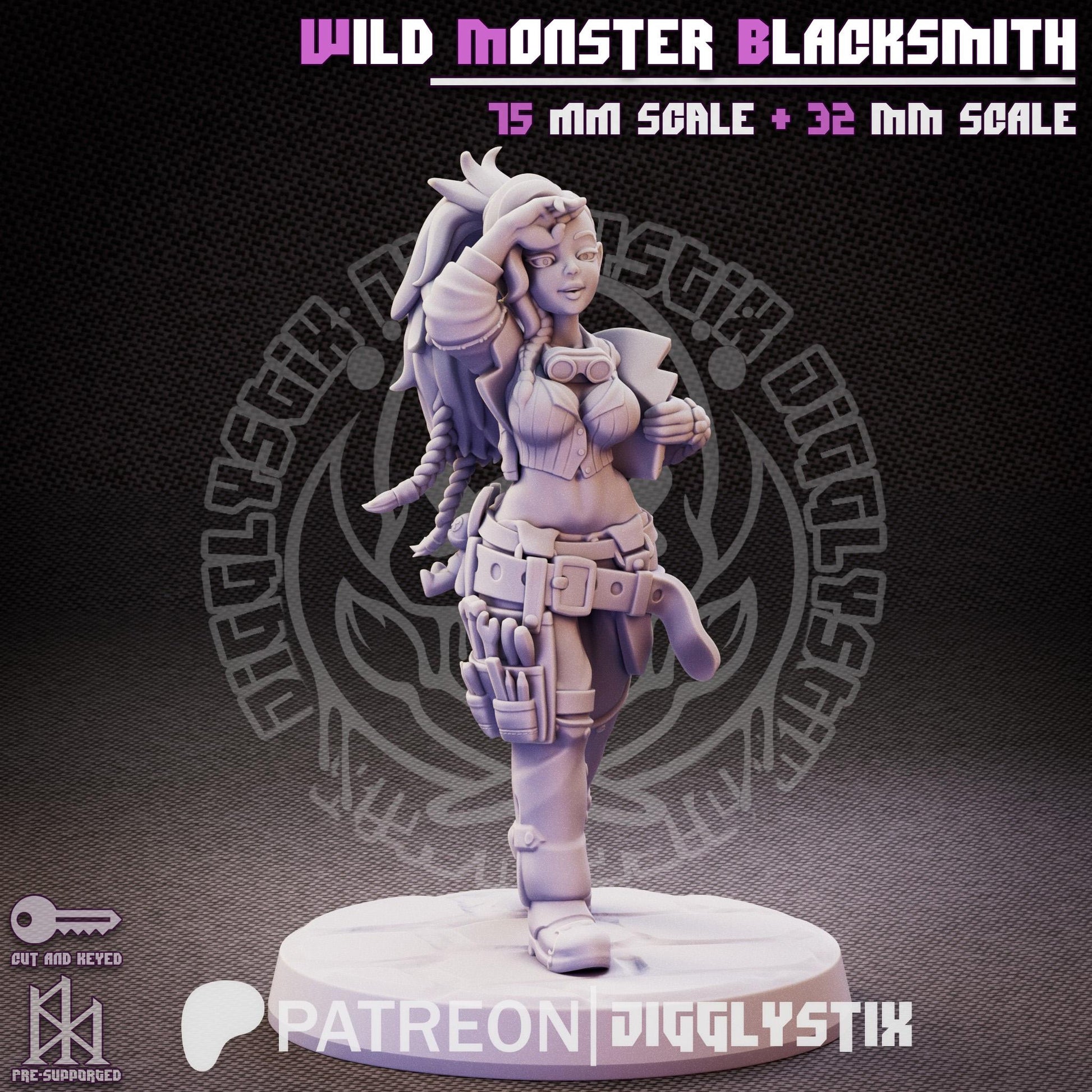 Wild Monster Blacksmith Pin Up Miniature | Jigglystix