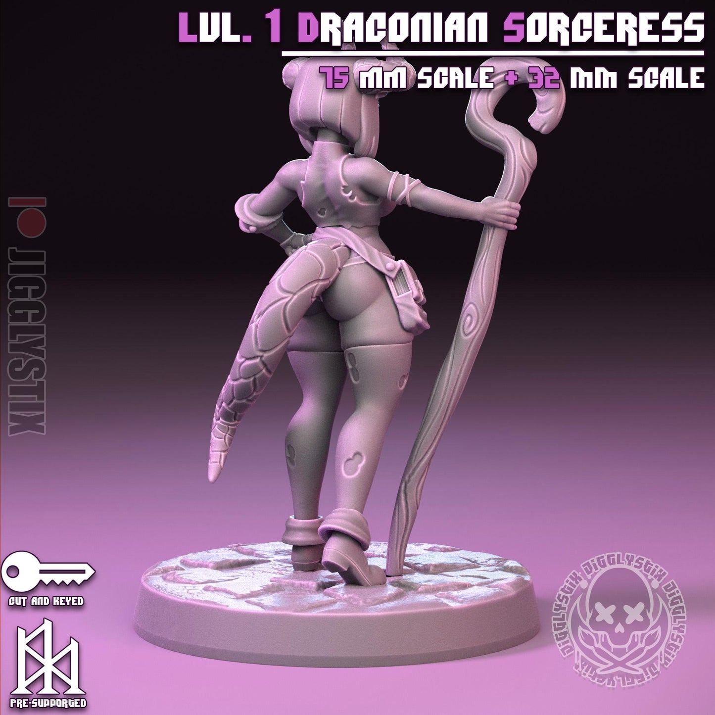 Lvl. 1 Draconian Sorceress Miniature | Jigglystix