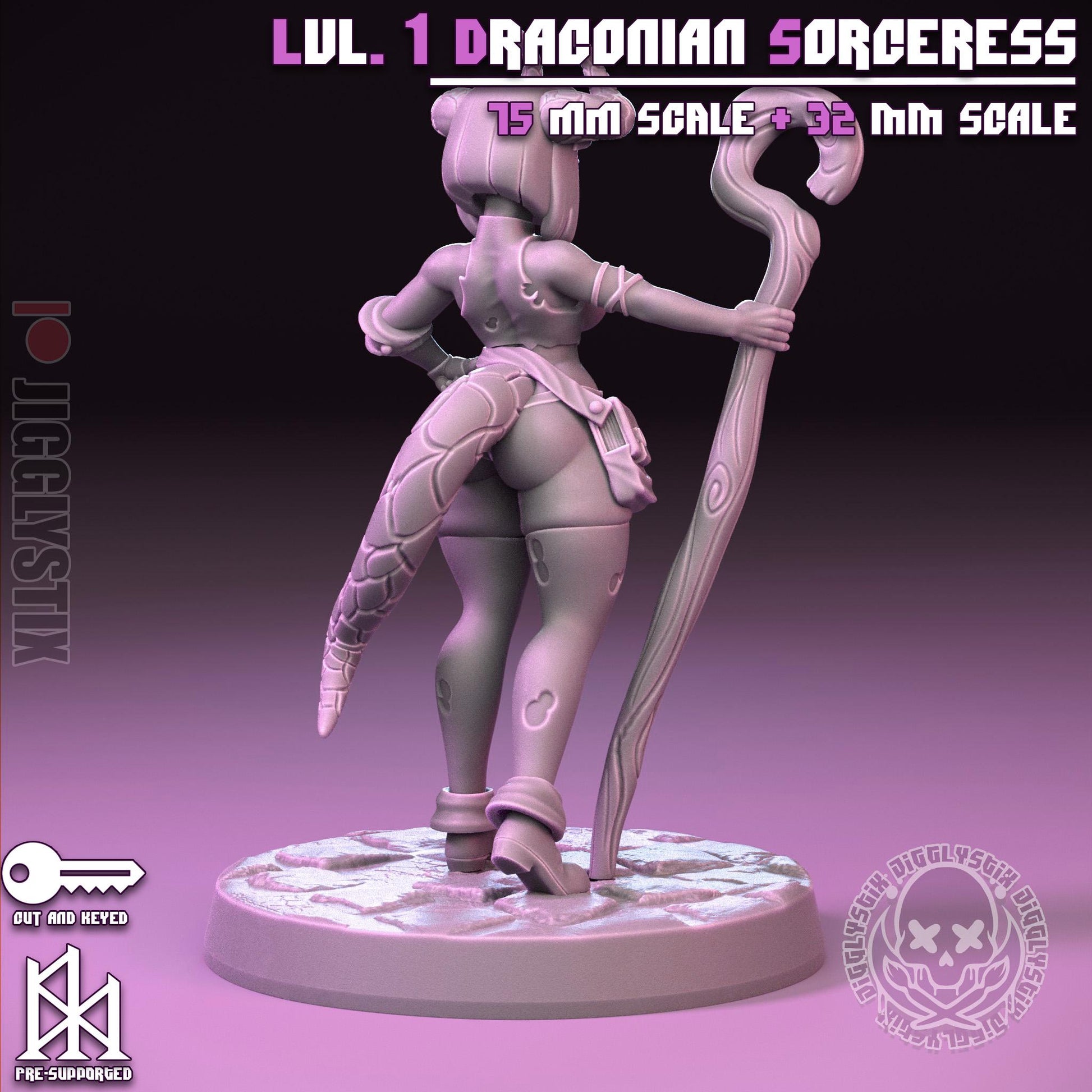 Lvl. 1 Draconian Sorceress Miniature | Jigglystix