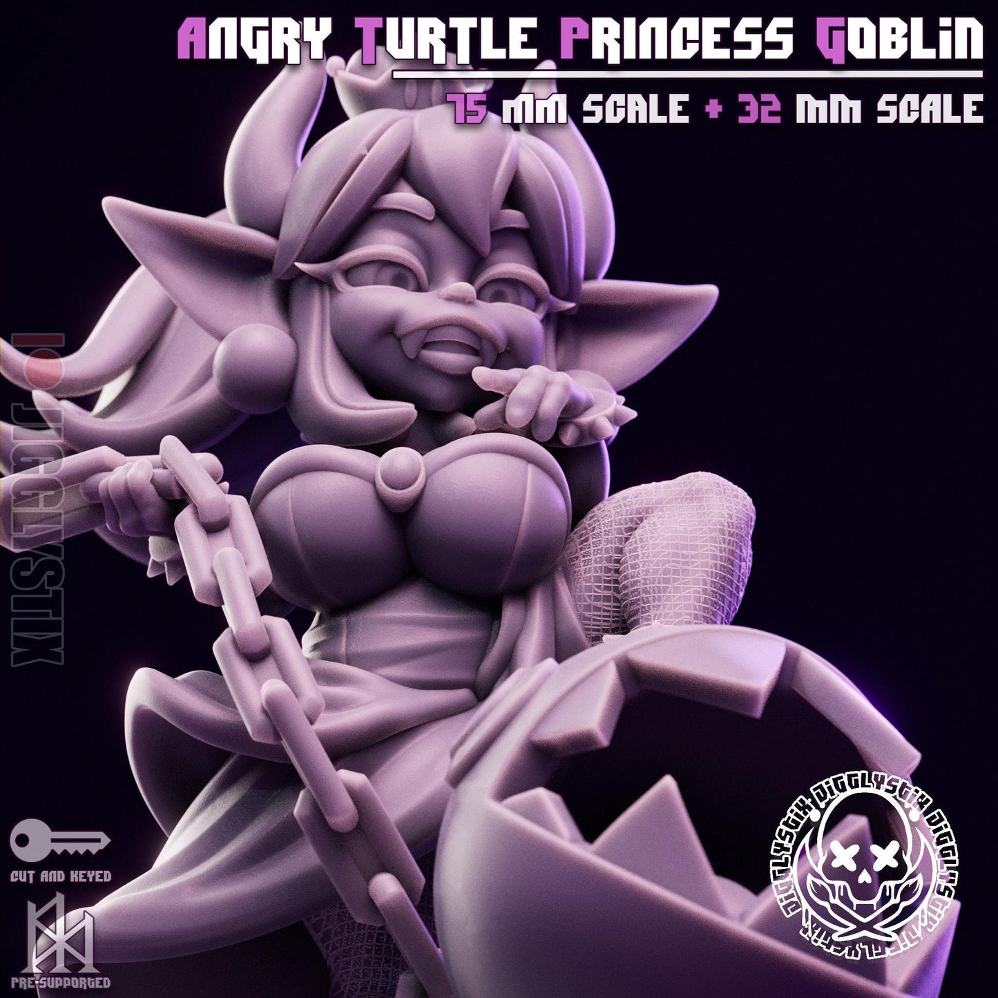 Angry Turtle Princess Goblin Miniature | Jigglystix
