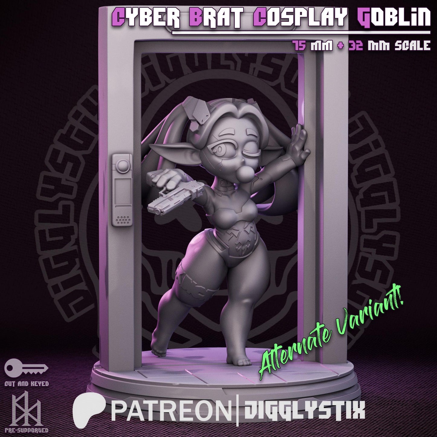 Cyber Girl Cosplay Goblin | Miniature | Jigglystix