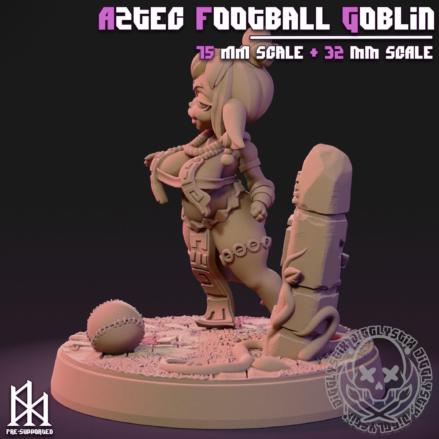 Aztec Football Goblin Girl Miniature | Jigglystix