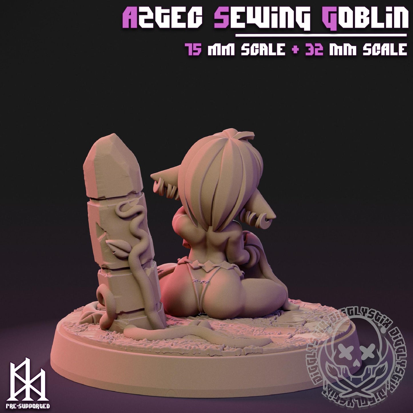 Aztec Sewing Goblin Girl Miniature | Jigglystix