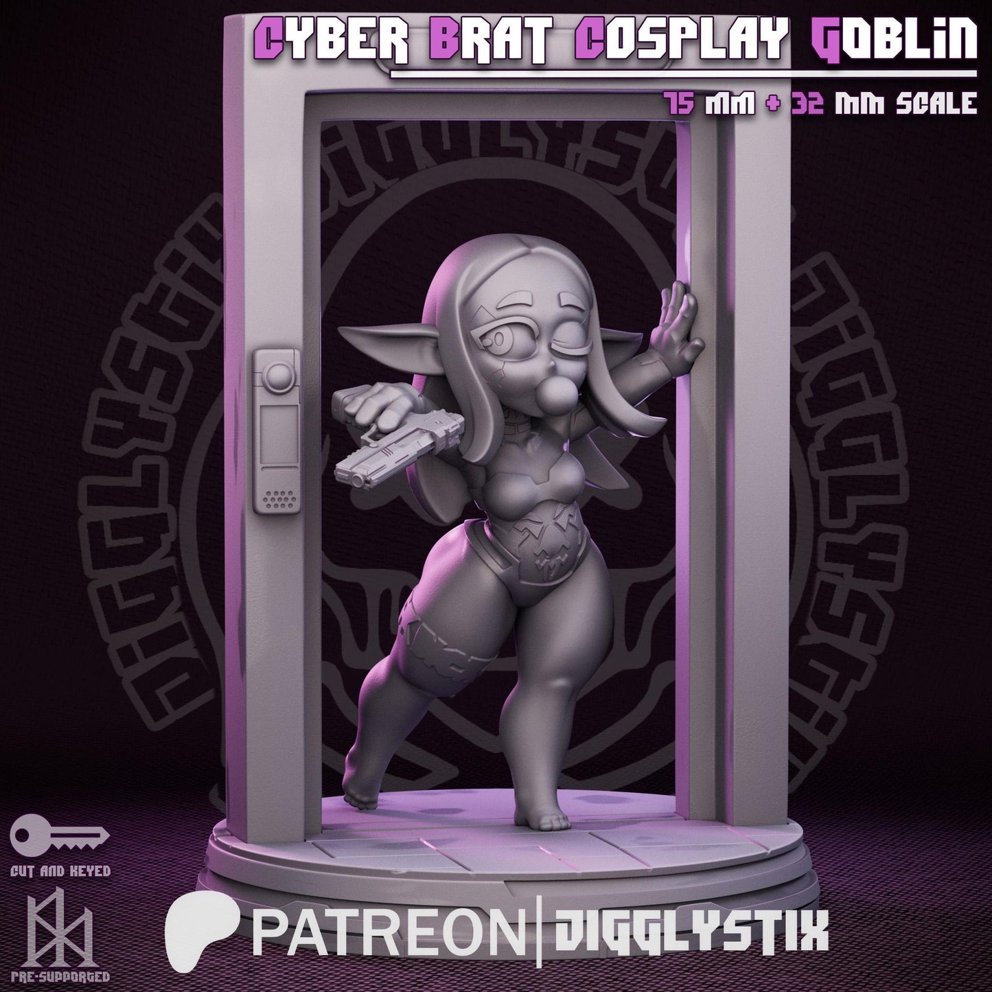 Cyber Girl Cosplay Goblin | Miniature | Jigglystix