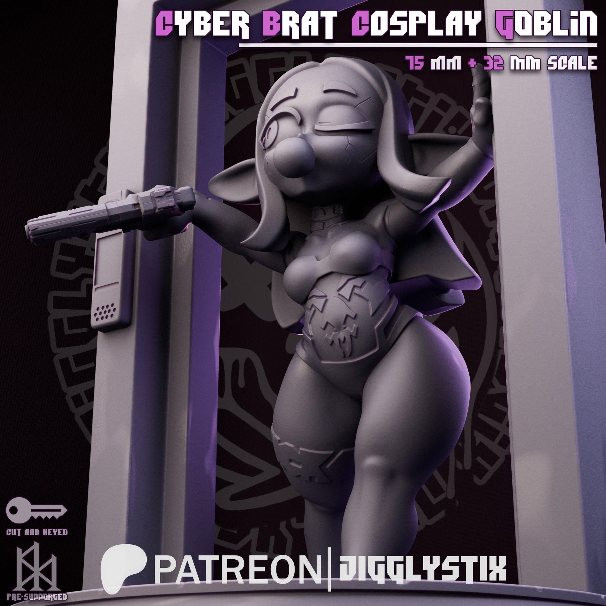 Cyber Girl Cosplay Goblin | Miniature | Jigglystix