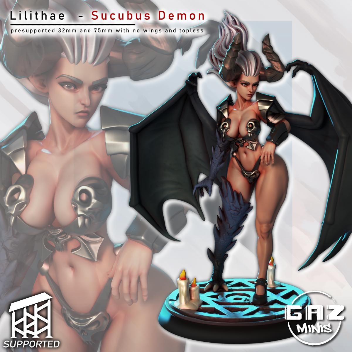 Lilithae Succubus Girl Miniature | 3D Resin Printed Figurine | Gaz Minis