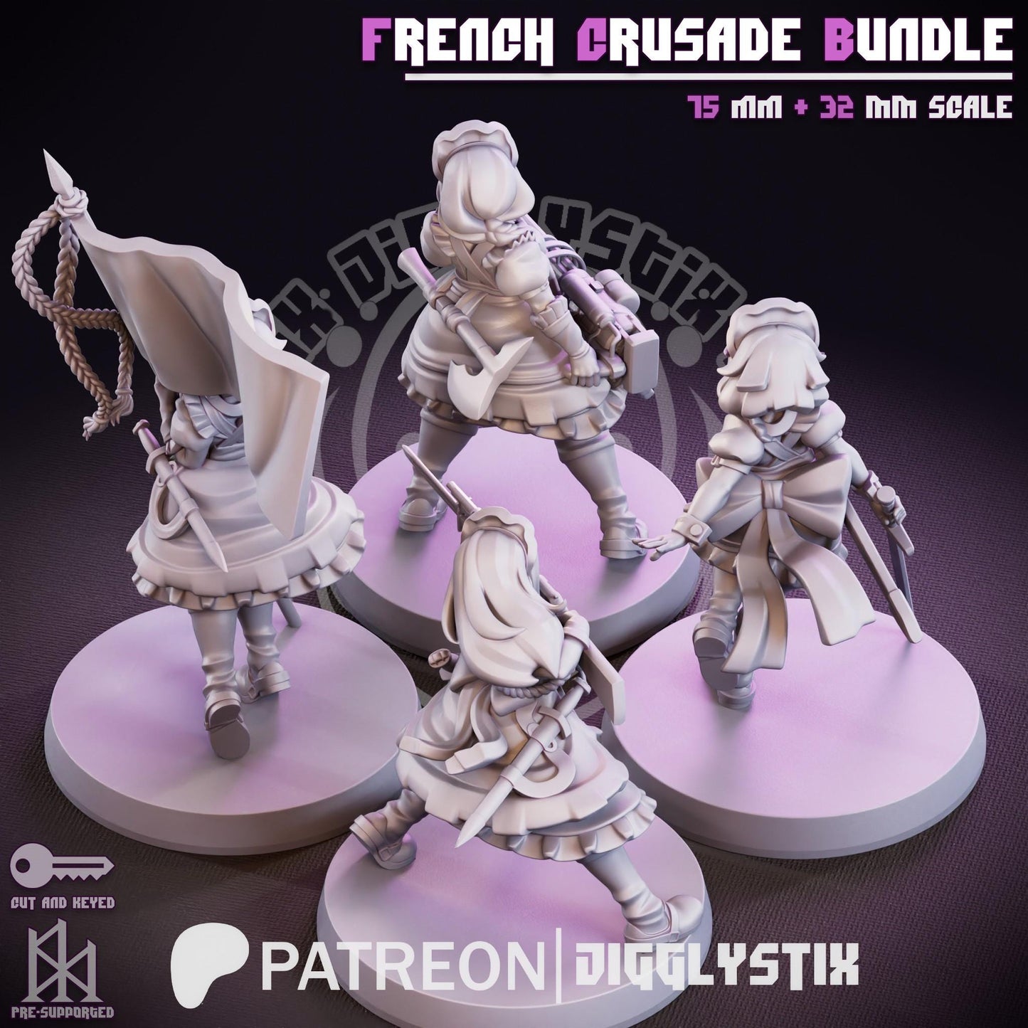 French Crusade Maid Miniatures | 3D Resin Figurine | Jigglystix