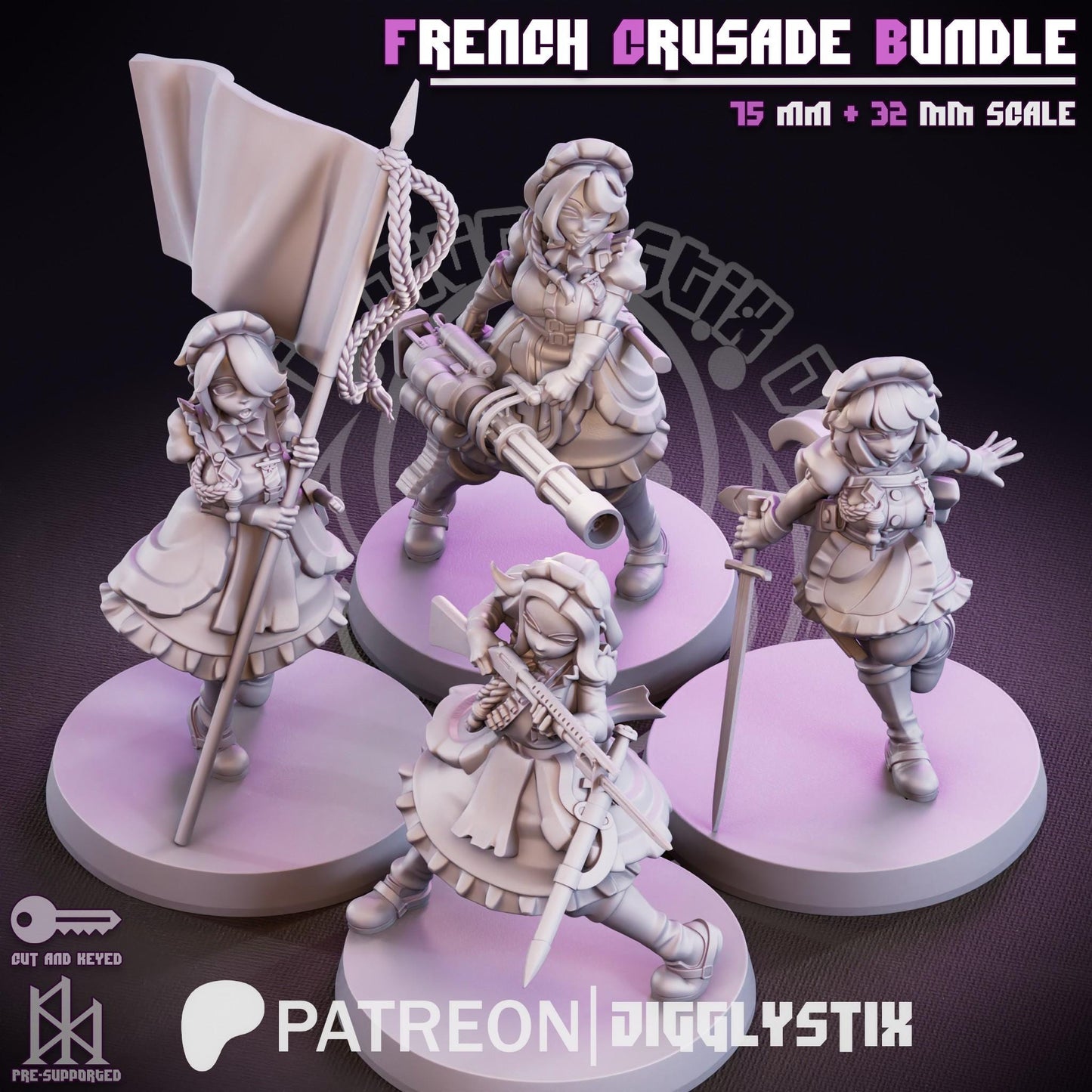 French Crusade Maid Miniatures | 3D Resin Figurine | Jigglystix