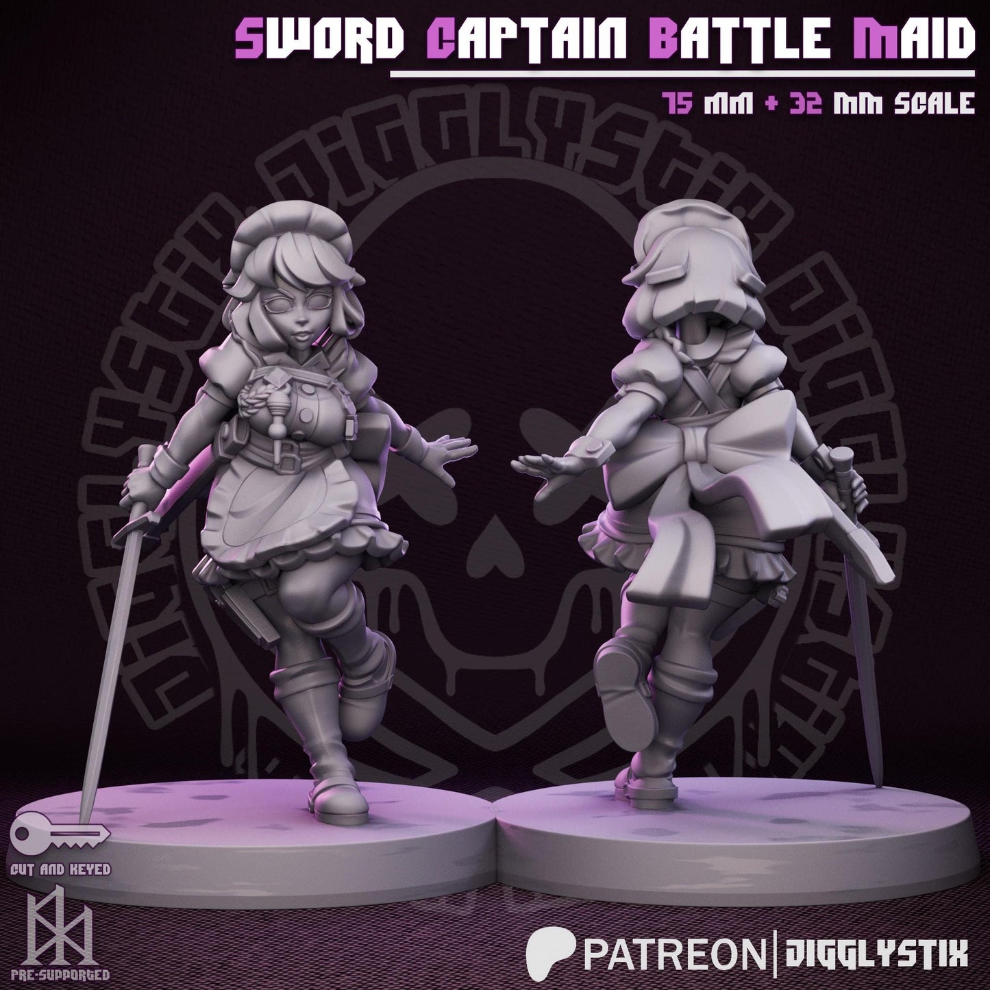 French Crusade Maid Miniatures | 3D Resin Figurine | Jigglystix