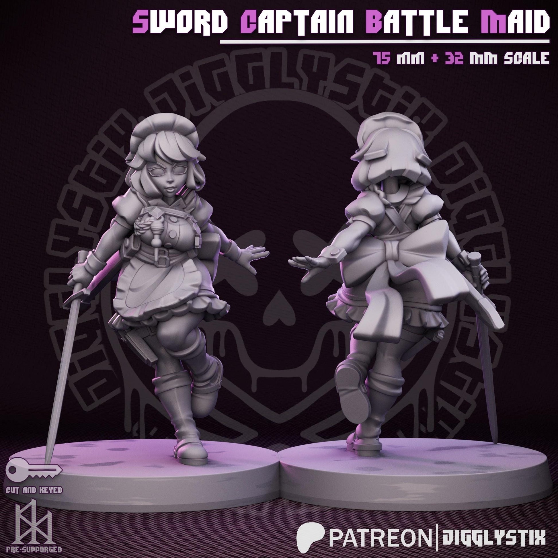 French Crusade Maid Miniatures | 3D Resin Figurine | Jigglystix