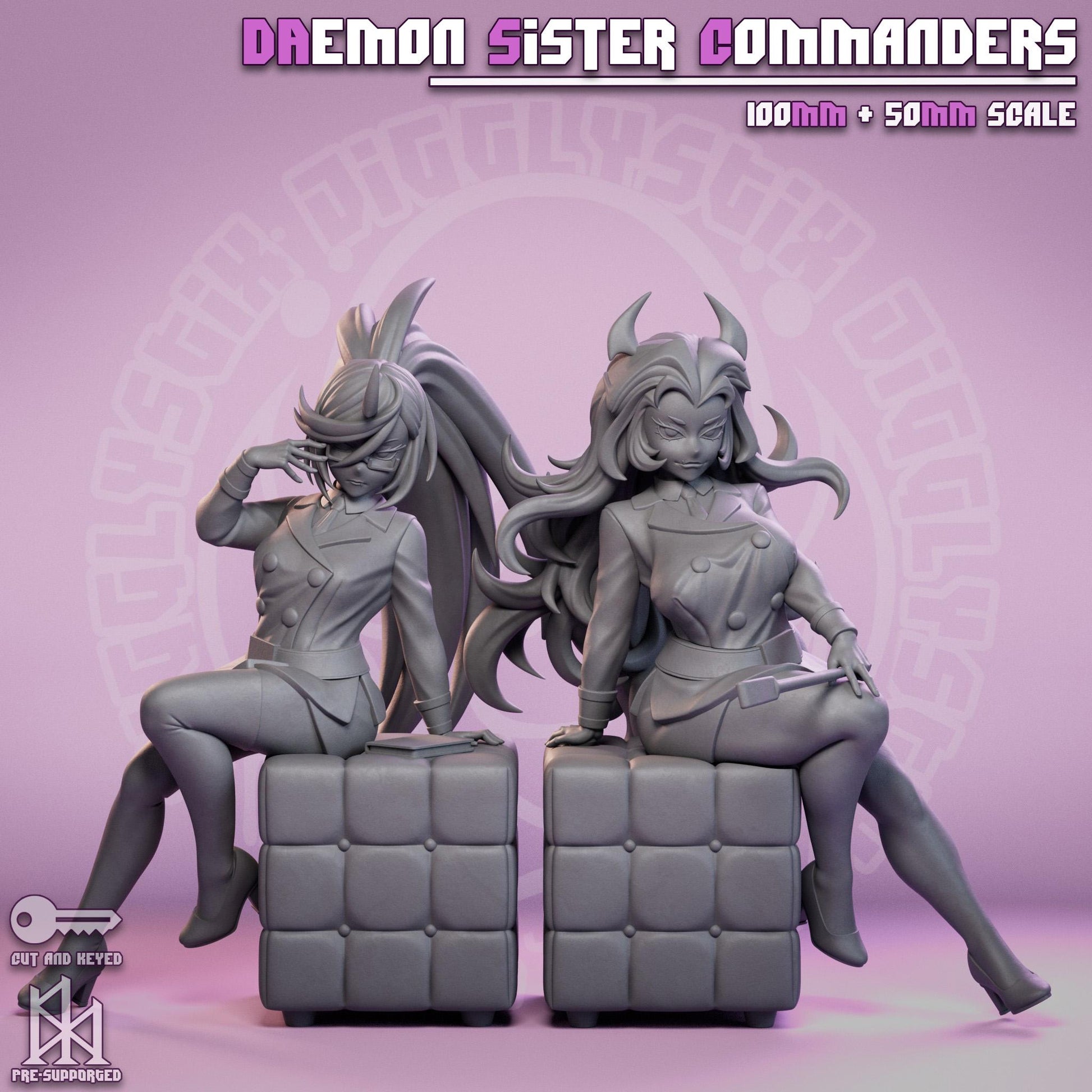 Demon Sister Commanders Model Kit | 3D Resin Figurine | Jigglystix