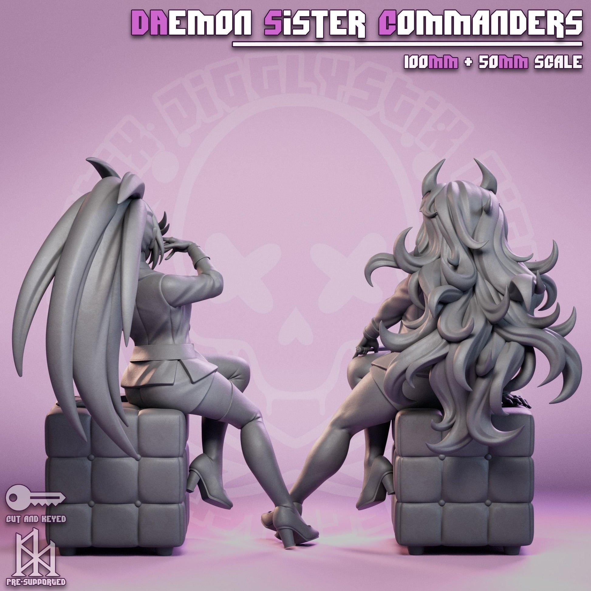 Demon Sister Commanders Model Kit | 3D Resin Figurine | Jigglystix