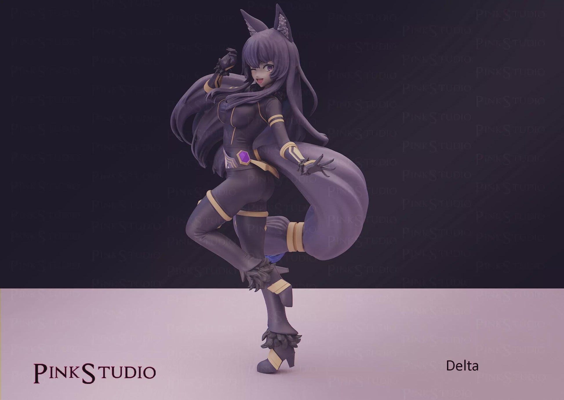 Wolf Girl Model Kit | 3D Printed Resin Figurine | Pink Studio